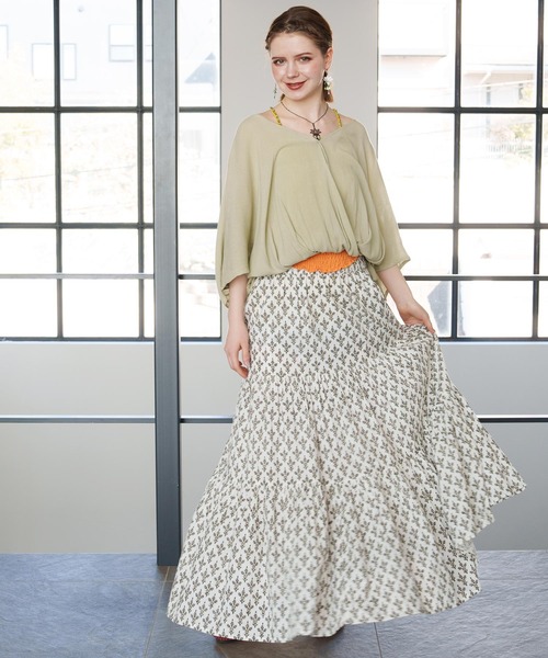 チャイハネ（チャイハネ）の「【チャイハネ】タニーシュブロックプリントスカート（スカート・レディース・ブラック/グレー/ホワイト/グリーン・FREE）」の5枚目の写真