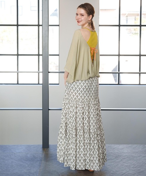 チャイハネ（チャイハネ）の「【チャイハネ】タニーシュブロックプリントスカート（スカート・レディース・ブラック/グレー/ホワイト/グリーン・FREE）」の6枚目の写真