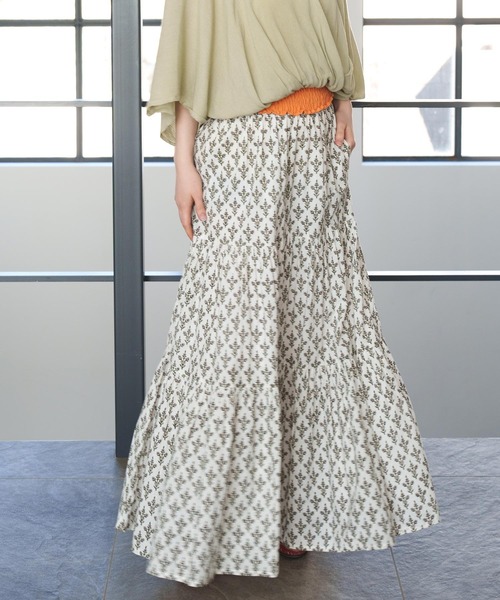 チャイハネ（チャイハネ）の「【チャイハネ】タニーシュブロックプリントスカート（スカート・レディース・ブラック/グレー/ホワイト/グリーン・FREE）」の8枚目の写真
