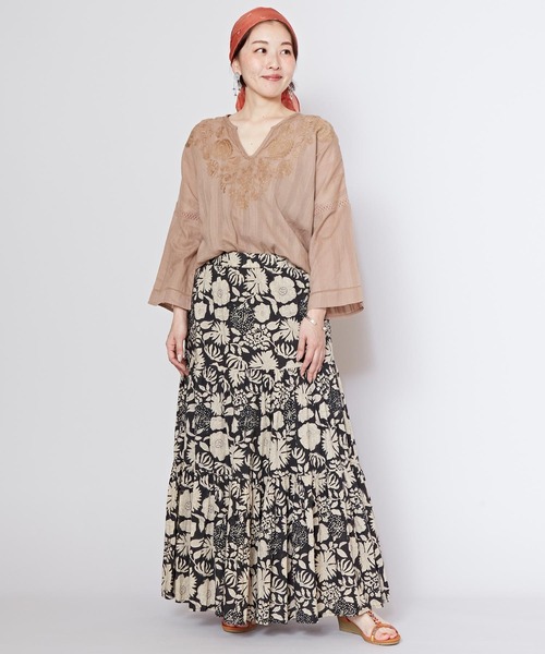 チャイハネ（チャイハネ）の「【チャイハネ】タニーシュブロックプリントスカート（スカート・レディース・ブラック/グレー/ホワイト/グリーン・FREE）」の10枚目の写真