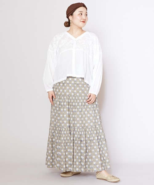 チャイハネ（チャイハネ）の「【チャイハネ】タニーシュブロックプリントスカート（スカート・レディース・ブラック/グレー/ホワイト/グリーン・FREE）」の17枚目の写真