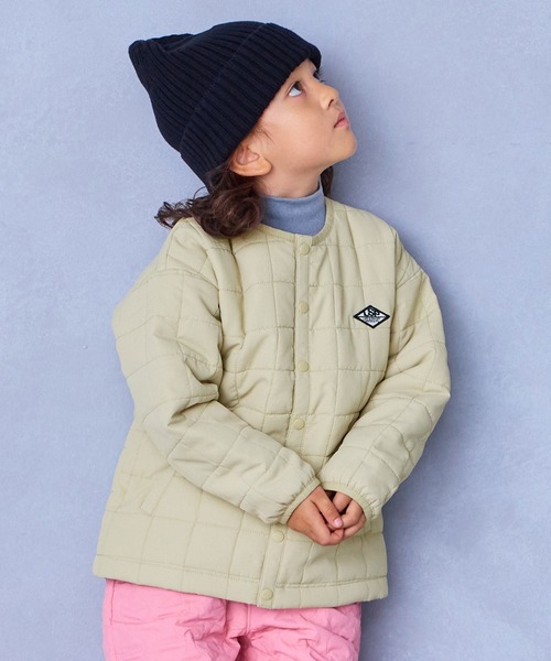 Life Support Products(ライフサポートプロダクツ)の「【マシンウォッシャブル】スクエアキルトノーカラージャケット(ノーカラージャケット・キッズ・アイボリー/オレンジ/ピンク/エメラルド/ブラック/ブルー・100/90/80/95/110/150/140/130/120)」の2枚目の写真