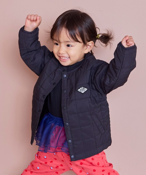 Life Support Products(ライフサポートプロダクツ)の「【マシンウォッシャブル】スクエアキルトノーカラージャケット(ノーカラージャケット・キッズ・アイボリー/オレンジ/ピンク/エメラルド/ブラック/ブルー・100/90/80/95/110/150/140/130/120)」の1枚目の写真