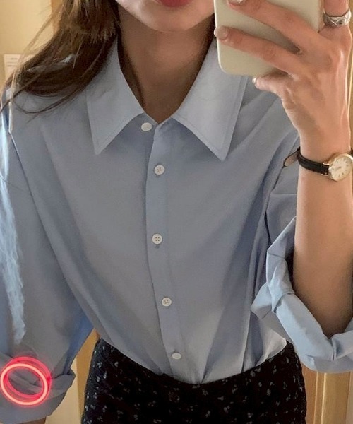 LAC-VERT(ラック・ヴェール)の「バック刺繍オーバーサイズシャツ(シャツ/ブラウス・レディース・ブルー/ホワイト/ピンク・FREE)」の6枚目の写真