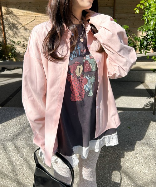 LAC-VERT(ラック・ヴェール)の「バック刺繍オーバーサイズシャツ(シャツ/ブラウス・レディース・ブルー/ホワイト/ピンク・FREE)」の19枚目の写真