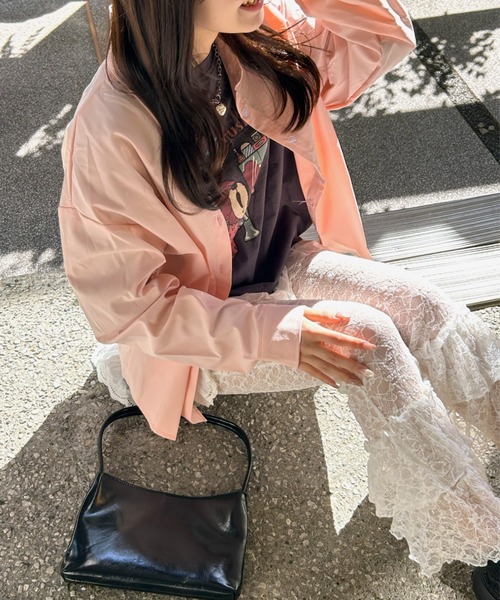 LAC-VERT(ラック・ヴェール)の「バック刺繍オーバーサイズシャツ(シャツ/ブラウス・レディース・ブルー/ホワイト/ピンク・FREE)」の17枚目の写真