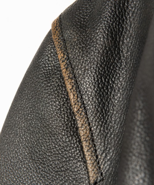 glamb（グラム）の「High Neck Leather Jacket / ハイネックレザージャケット（ライダースジャケット・メンズ・ブラウン/ブラック・S/M/L）」の19枚目の写真