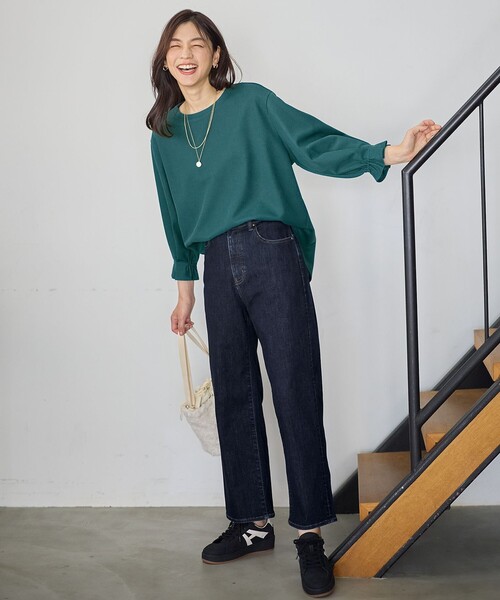 ANY(エニィ)の「【ウエストゴム】ストレートワイドデニム(デニムパンツ・レディース・グレー系/ネイビー系/ダルブルー系・SMALL/MEDIUM/LARGE)」の8枚目の写真