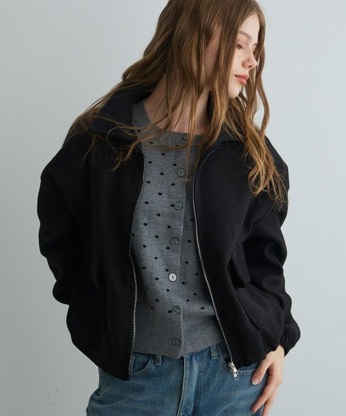 Mirette(ミレット)の「ボリュームスリーブショートブルゾン / Volume Sleeve Short Blouson(ブルゾン・レディース・ベージュ/グレー/ブラック・MEDIUM/SMALL)」の2枚目の写真