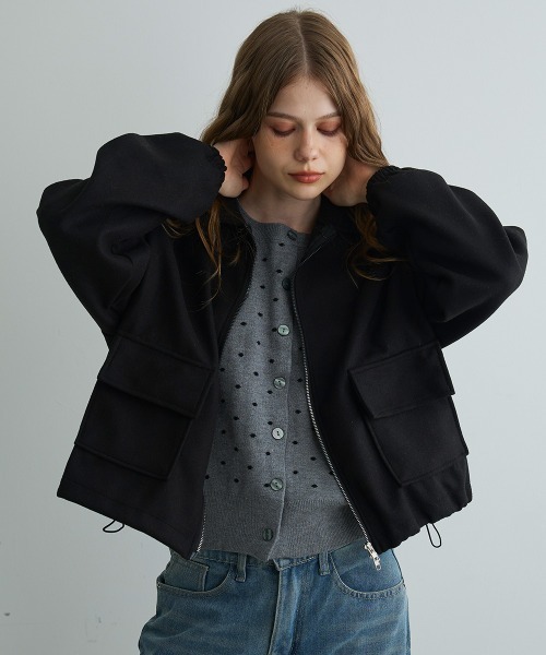 Mirette(ミレット)の「ボリュームスリーブショートブルゾン / Volume Sleeve Short Blouson(ブルゾン・レディース・ベージュ/グレー/ブラック・MEDIUM/SMALL)」の7枚目の写真