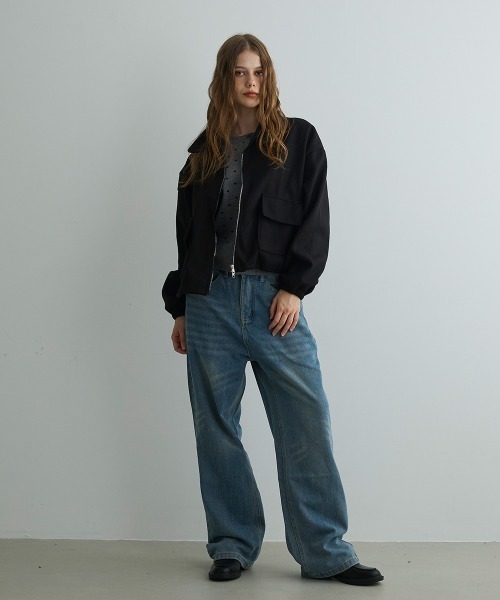 Mirette(ミレット)の「ボリュームスリーブショートブルゾン / Volume Sleeve Short Blouson(ブルゾン・レディース・ベージュ/グレー/ブラック・MEDIUM/SMALL)」の11枚目の写真