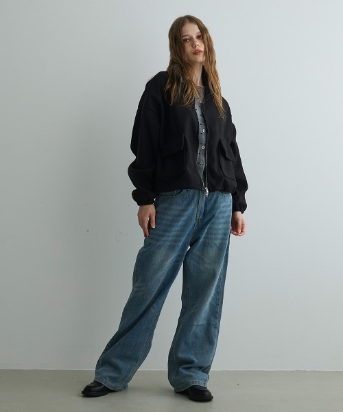 Mirette(ミレット)の「ボリュームスリーブショートブルゾン / Volume Sleeve Short Blouson(ブルゾン・レディース・ベージュ/グレー/ブラック・MEDIUM/SMALL)」の12枚目の写真