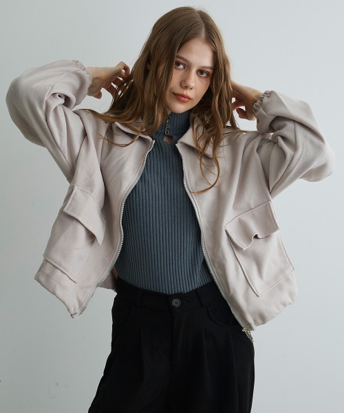 Mirette(ミレット)の「ボリュームスリーブショートブルゾン / Volume Sleeve Short Blouson(ブルゾン・レディース・ベージュ/グレー/ブラック・MEDIUM/SMALL)」の17枚目の写真