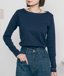 無地ロングボートネックTシャツ