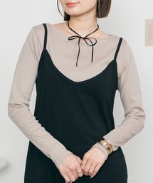 無地ロングボートネックTシャツ