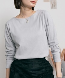 無地ロングボートネックTシャツ