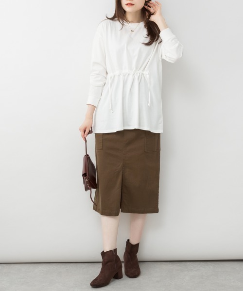 RCD(アールシーディー)の「ウエストドロストカットソー(Tシャツ/カットソー・レディース・ブラック/チャコールグレー/オフホワイト・M-L/LL~3L/4L~5L)」の10枚目の写真