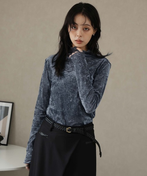 新品【定価2万】 カレンソロジー ベロアフロッキー ベロア ドルマンプルオーバー フロッキーベロアボトルネックプルオーバー（Tシャツ/カットソー