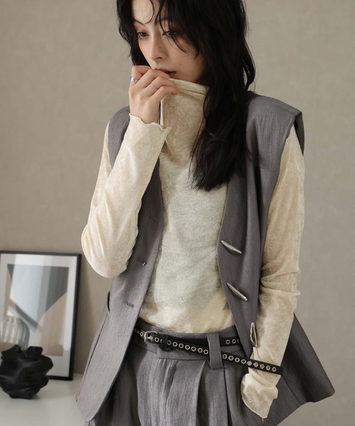 フロッキーベロアボトルネックプルオーバー（Tシャツ/カットソー