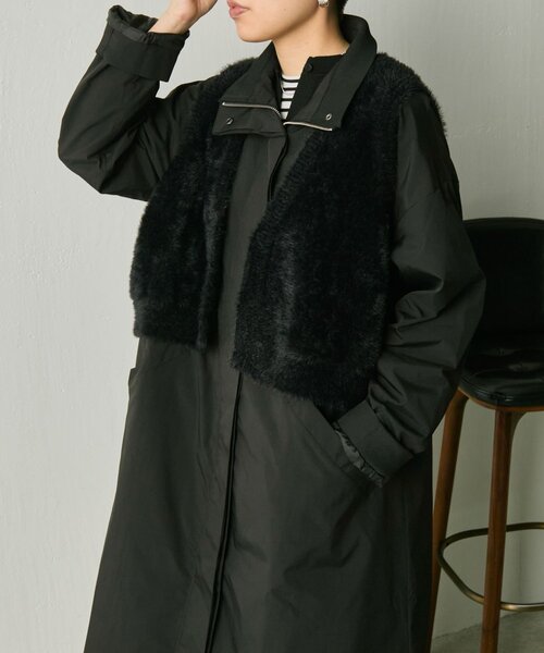 ear PAPILLONNER えり付き馬刺繍コート ear PAPILLONNER】2WAYえり付き