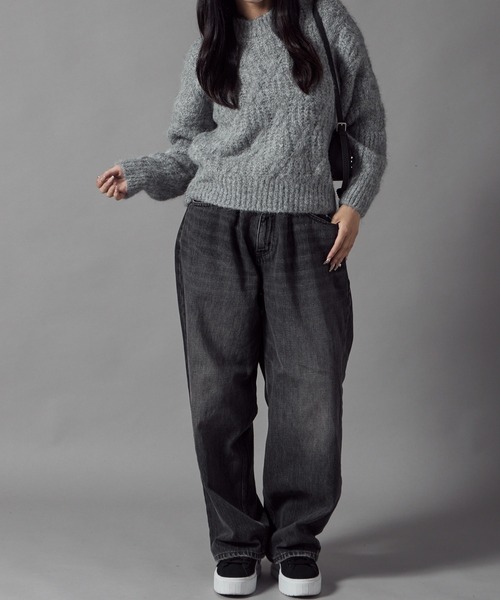 Theater code（シアターコード）の「Cable wool knit design sweater/ケーブル編みウールデザインニット（ニット/セーター・レディース・ブラック/ホワイト/グレー/ベージュ・FREE）」の8枚目の写真