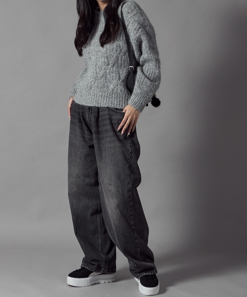 Theater code（シアターコード）の「Cable wool knit design sweater/ケーブル編みウールデザインニット（ニット/セーター・レディース・ブラック/ホワイト/グレー/ベージュ・FREE）」の10枚目の写真