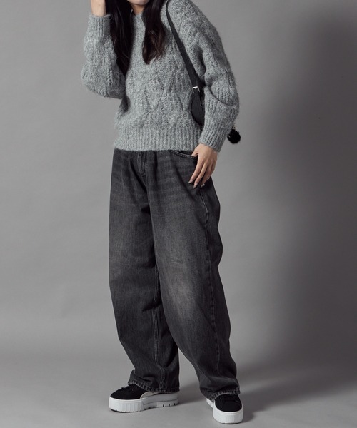 Theater code（シアターコード）の「Cable wool knit design sweater/ケーブル編みウールデザインニット（ニット/セーター・レディース・ブラック/ホワイト/グレー/ベージュ・FREE）」の11枚目の写真