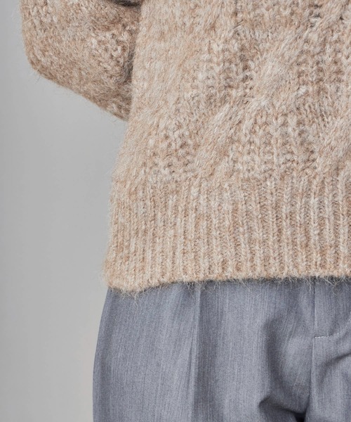 Theater code（シアターコード）の「Cable wool knit design sweater/ケーブル編みウールデザインニット（ニット/セーター・レディース・ブラック/ホワイト/グレー/ベージュ・FREE）」の18枚目の写真