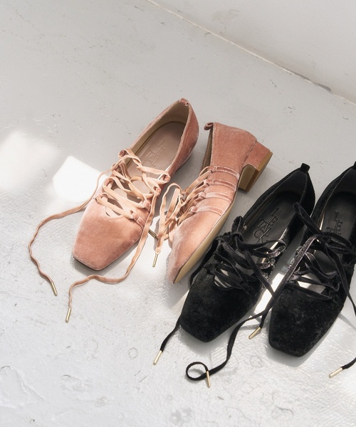 セール】《追加》3cmスクエアレースアップパンプス（パンプス）｜LE