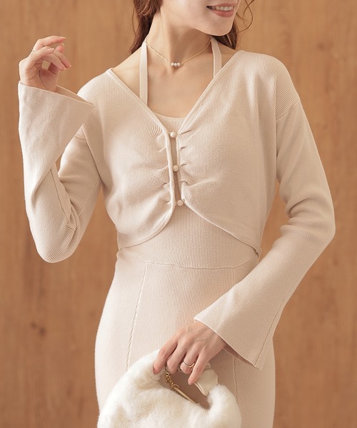 Lace Ladies(レースレディース)の「ホルターネック マーメイド セットアップ風 ニット ワンピース(ワンピース・レディース・ベージュ/ブラック/チャコールグレー・FREE/S)」の12枚目の写真