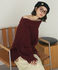 ロワンニュイ　loin nuit off shoulder rib knit セール】off shoulder rib knit / オフショルリブニット（ニット