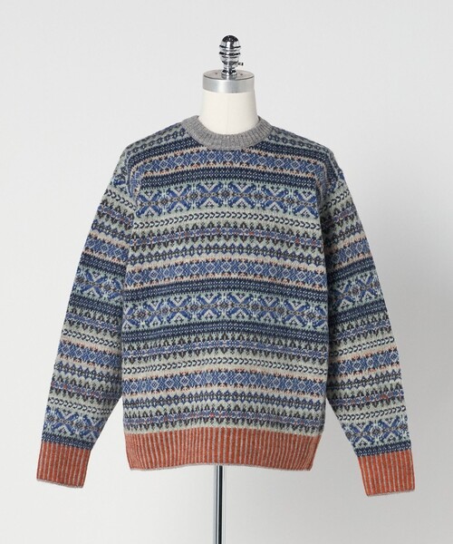 LOEFF(ロエフ)の「<LOEFF>ブルーバード ジャガード ニット プルオーバー UNISEX(ニット/セーター・レディース・ロイヤルブルー・2/0)」の1枚目の写真