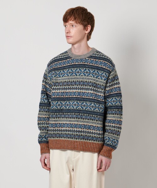 LOEFF(ロエフ)の「<LOEFF>ブルーバード ジャガード ニット プルオーバー UNISEX(ニット/セーター・レディース・ロイヤルブルー・2/0)」の2枚目の写真