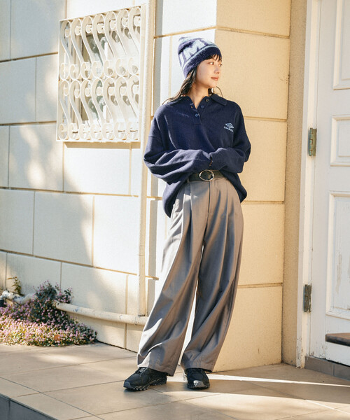 FREAK'S STORE(フリークスストア)の「限定展開 UMBRO × FREAK'S STORE/アンブロ 別注 POLO KNIT/ポロ ニットカーディガン/ポロ襟(ニット/セーター・レディース・オフホワイト/ネイビー/ブラウン・フリ-)」の9枚目の写真