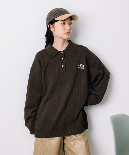 FREAK'S STORE(フリークスストア)の「限定展開 UMBRO × FREAK'S STORE/アンブロ 別注 POLO KNIT/ポロ ニットカーディガン/ポロ襟(ニット/セーター・レディース・オフホワイト/ネイビー/ブラウン・フリ-)」の19枚目の写真