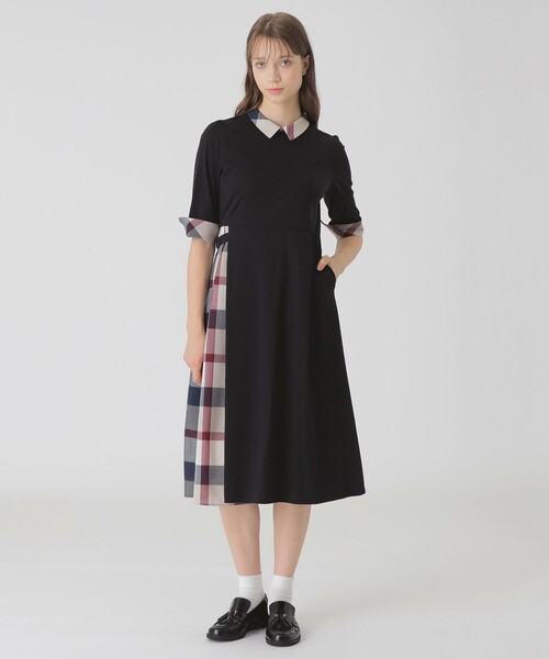BLUE LABEL ワンピース　ドライサテンシャツドレス　M BLUE LABEL CRESTBRIDGE（ブルーレーベルクレストブリッジ）の