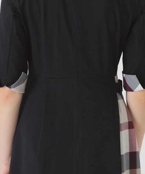 ピマコットンプレーティング天竺パーシャルチェックドレス（ワンピース