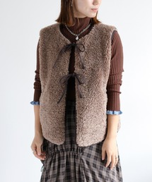 cepo | ボアパイピングリボンベスト(ブルゾン)