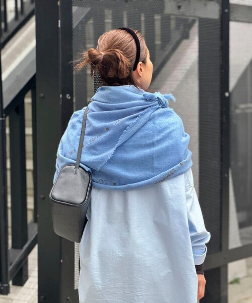 CITRUS（シトラス）の「【CITRUS/シトラス】 メッセージストール（ストール/ショール・レディース・ブラック/ライトブルー/ライトグレー・FREE）」の7枚目の写真