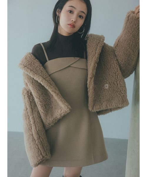 SNIDEL（スナイデル）の「ボアショートコート（ムートンコート・レディース・アイボリー/キャメル・F）」の18枚目の写真