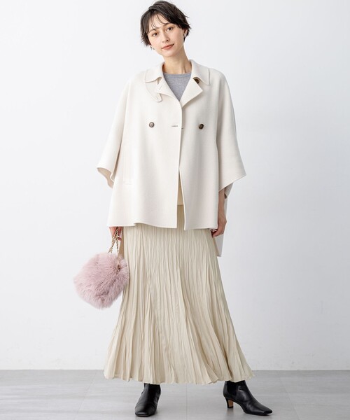 23区 L（ニジュウサンクオオキイサイズ）の「【洗える】クラッシュ プリーツ ジョーゼット スカート（スカート・レディース・ダークブラウン系/ベージュ系・50/48/46/44）」の19枚目の写真