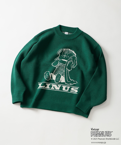 Vintage PEANUTS（ビンテージピーナッツ）の「PEANUTS / ピーナッツ 別注 ダブル ジャガードニット（ニット/セーター・メンズ・ブラウン/グリーン/アイボリー/ブラック・LARGE/MEDIUM）」の1枚目の写真