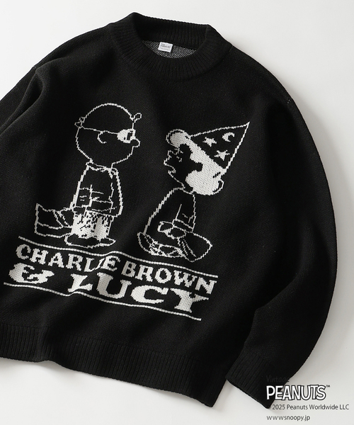 Vintage PEANUTS（ビンテージピーナッツ）の「PEANUTS / ピーナッツ 別注 ダブル ジャガードニット（ニット/セーター・メンズ・ブラウン/グリーン/アイボリー/ブラック・LARGE/MEDIUM）」の3枚目の写真