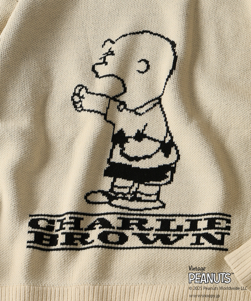 Vintage PEANUTS（ビンテージピーナッツ）の「PEANUTS / ピーナッツ 別注 ダブル ジャガードニット（ニット/セーター・メンズ・ブラウン/グリーン/アイボリー/ブラック・LARGE/MEDIUM）」の18枚目の写真
