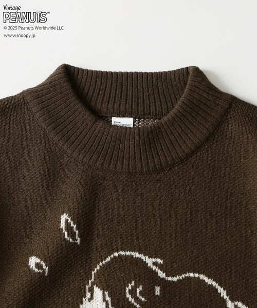 Vintage PEANUTS（ビンテージピーナッツ）の「PEANUTS / ピーナッツ 別注 ダブル ジャガードニット（ニット/セーター・メンズ・ブラウン/グリーン/アイボリー/ブラック・LARGE/MEDIUM）」の12枚目の写真