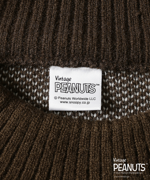 Vintage PEANUTS（ビンテージピーナッツ）の「PEANUTS / ピーナッツ 別注 ダブル ジャガードニット（ニット/セーター・メンズ・ブラウン/グリーン/アイボリー/ブラック・LARGE/MEDIUM）」の13枚目の写真