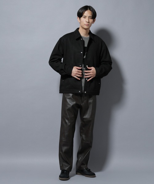 NANO universe(ナノユニバース)の「ヴィンテージライクフェイクレザー ダブルニーテーパードパンツ(その他パンツ・メンズ・ブラック/ブラウン・M/L)」の11枚目の写真