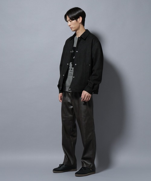 NANO universe(ナノユニバース)の「ヴィンテージライクフェイクレザー ダブルニーテーパードパンツ(その他パンツ・メンズ・ブラック/ブラウン・M/L)」の14枚目の写真