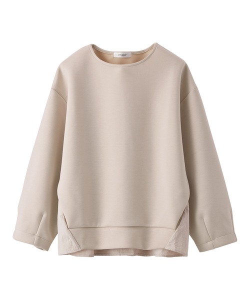 BELLUNA PLUS(ベルーナ)の「バックスリットデザイン異素材プルオーバー(Tシャツ/カットソー・レディース・グレー/ブラック/ベージュ・MEDIUM/LARGE/X-LARGE)」の1枚目の写真