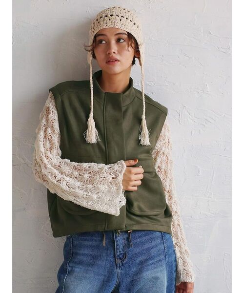 FIKA.(フィーカ)の「Suede like military vest(ベスト・レディース・ダークブラウン/ダークカーキ・MEDIUM)」の11枚目の写真